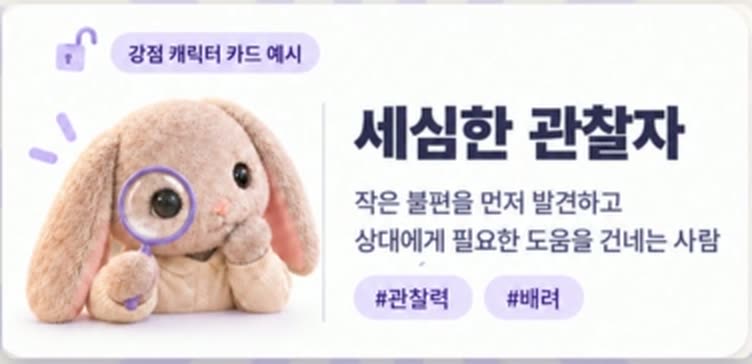 강점 캐릭터 카드 예시: 세심한 관찰자